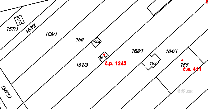 Slatina 1243, Brno na parcele st. 161/5 v KÚ Slatina, Katastrální mapa