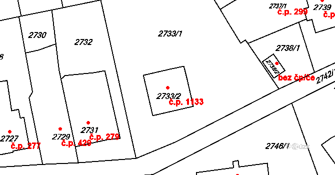 Vratimov 1133 na parcele st. 2733/2 v KÚ Vratimov, Katastrální mapa