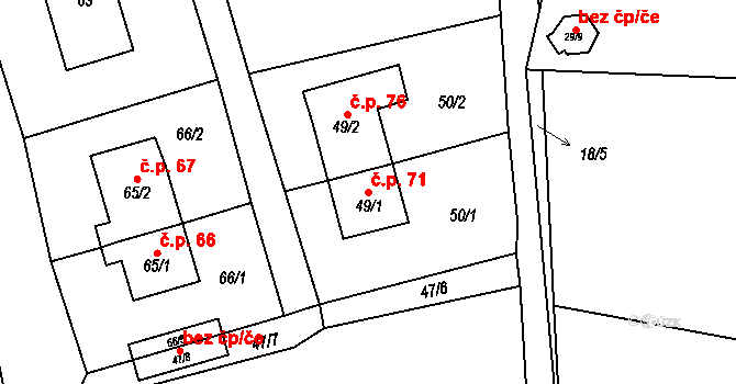 Horní Pochlovice 71, Kaceřov na parcele st. 49/1 v KÚ Horní Pochlovice, Katastrální mapa