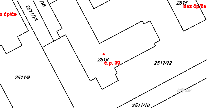 Libušín 39 na parcele st. 2516 v KÚ Libušín, Katastrální mapa