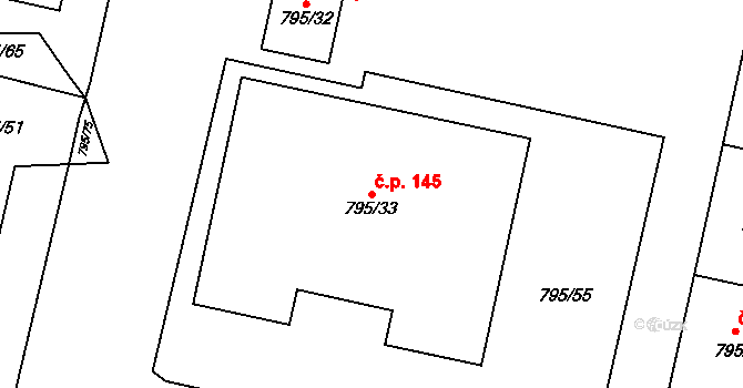 Šipší 145, Kutná Hora na parcele st. 795/33 v KÚ Sedlec u Kutné Hory, Katastrální mapa