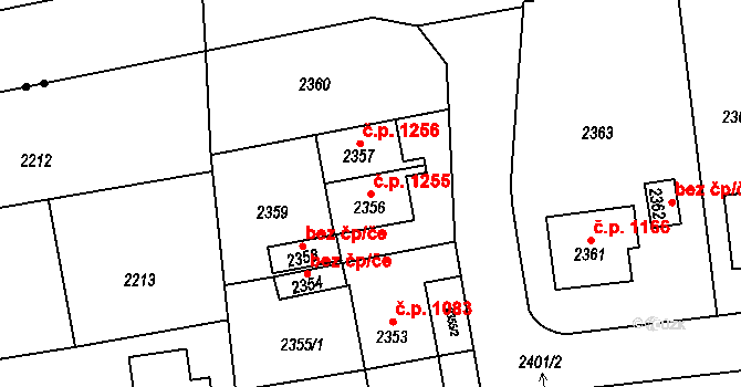Žďár nad Sázavou 5 1255, Žďár nad Sázavou na parcele st. 2356 v KÚ Město Žďár, Katastrální mapa