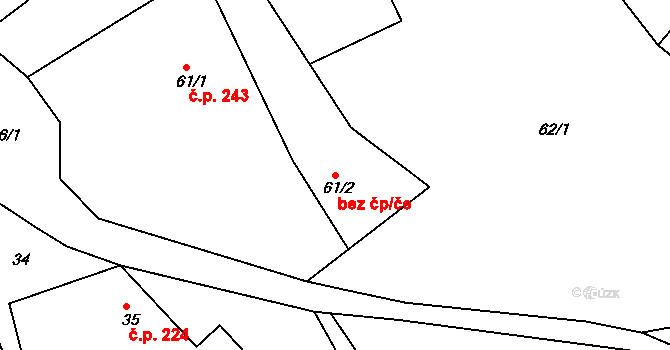 Chlumec 38825775 na parcele st. 61/2 v KÚ Český Újezd, Katastrální mapa