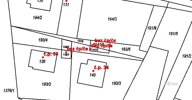Srby 39247775 na parcele st. 141/2 v KÚ Srby u Horšovského Týna, Katastrální mapa