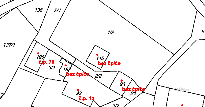 Železný Brod 44205775 na parcele st. 115 v KÚ Horská Kamenice, Katastrální mapa