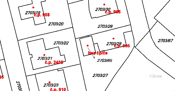 Pelhřimov 45258775 na parcele st. 2703/65 v KÚ Pelhřimov, Katastrální mapa