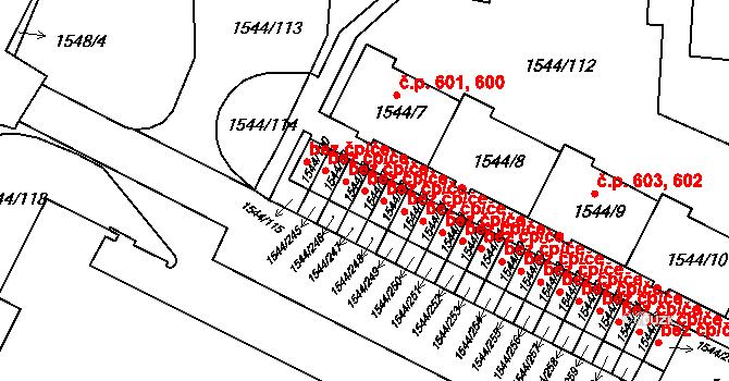 Liberec 47156775 na parcele st. 1544/97 v KÚ Starý Harcov, Katastrální mapa