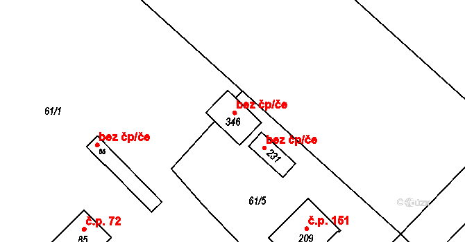 Jindřichův Hradec 48979775 na parcele st. 346 v KÚ Radouňka, Katastrální mapa
