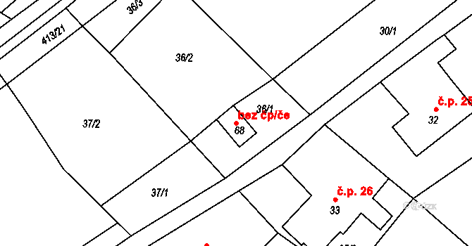 Chvalnov-Lísky 49957775 na parcele st. 68 v KÚ Lísky, Katastrální mapa