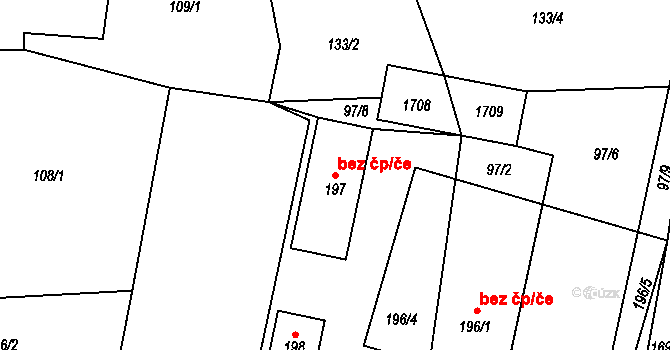 Velký Bor 50106775 na parcele st. 197 v KÚ Velký Bor u Horažďovic, Katastrální mapa