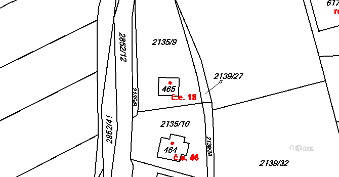 Ledce 18 na parcele st. 465 v KÚ Ledce u Plzně, Katastrální mapa