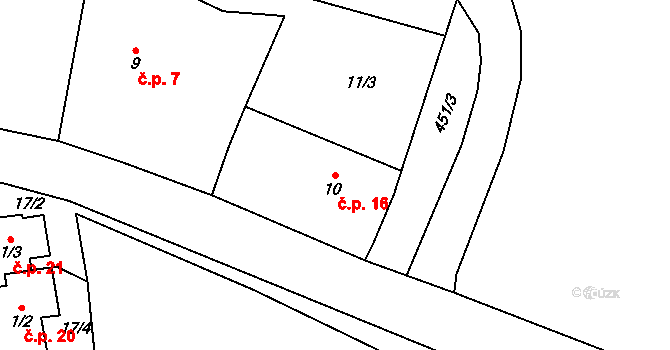Málkovice 16, Pernarec na parcele st. 10 v KÚ Málkovice u Pernarce, Katastrální mapa