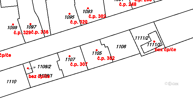 Vejprnice 352 na parcele st. 1105 v KÚ Vejprnice, Katastrální mapa
