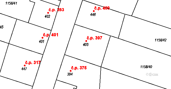 Bavorov 397 na parcele st. 403 v KÚ Bavorov, Katastrální mapa