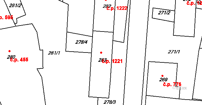 Vejprty 1221 na parcele st. 283 v KÚ Vejprty, Katastrální mapa