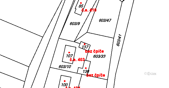 Líšťany 94154775 na parcele st. 137 v KÚ Košetice u Hunčic, Katastrální mapa