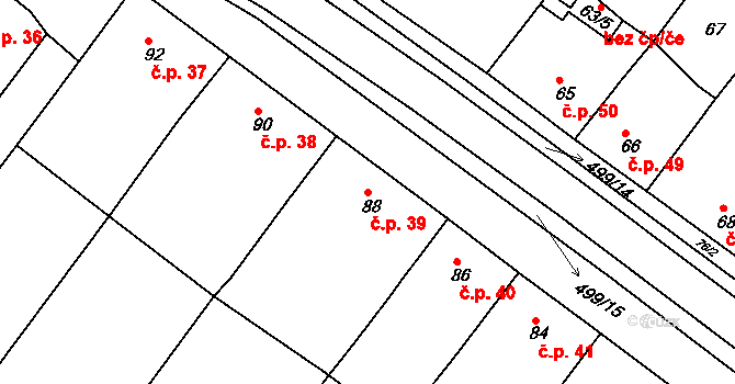 Smolín 39, Pohořelice na parcele st. 88 v KÚ Smolín, Katastrální mapa