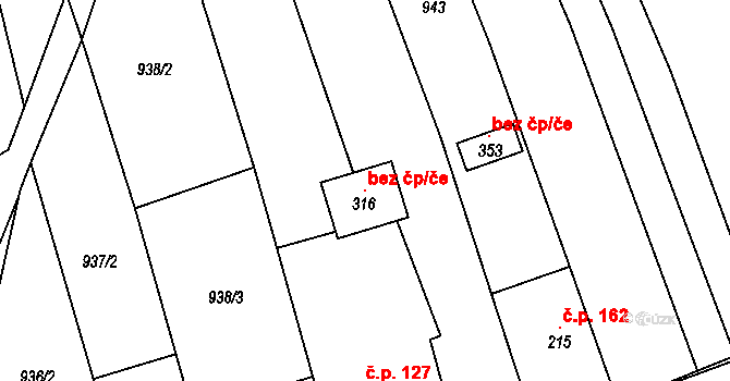 Kunovice 105791776 na parcele st. 316 v KÚ Kunovice, Katastrální mapa