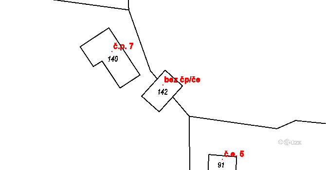 Votice 105901776 na parcele st. 142 v KÚ Hostišov, Katastrální mapa