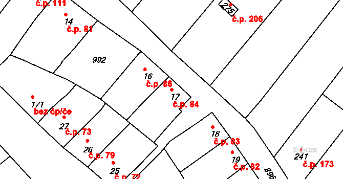 Polkovice 84 na parcele st. 17 v KÚ Polkovice, Katastrální mapa
