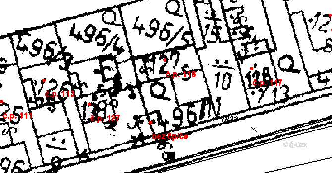 Řisuty 118 na parcele st. 127 v KÚ Řisuty u Slaného, Katastrální mapa