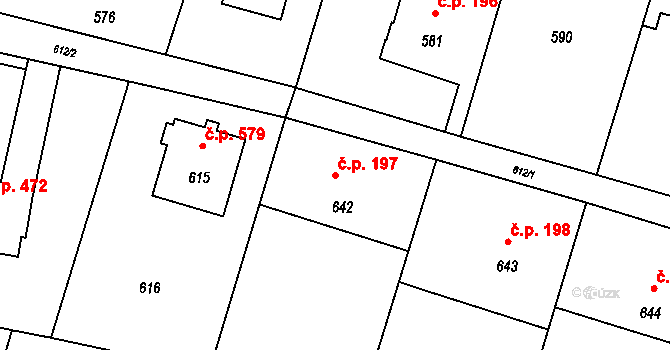 Horní Těrlicko 197, Těrlicko na parcele st. 642 v KÚ Horní Těrlicko, Katastrální mapa