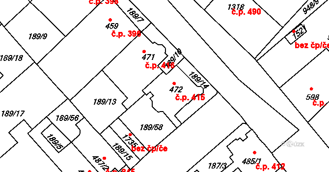 Český Brod 415 na parcele st. 472 v KÚ Český Brod, Katastrální mapa