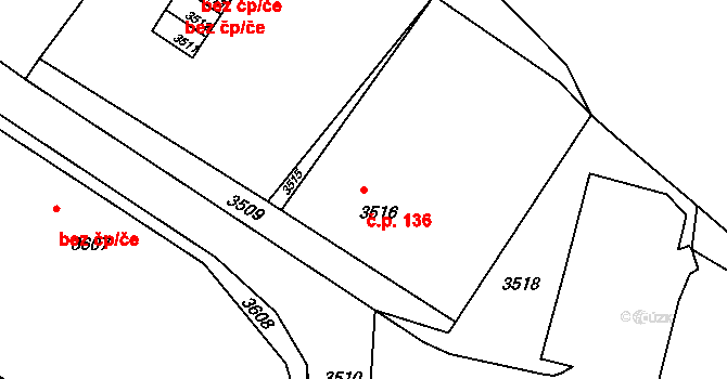 Mimoň II 136, Mimoň na parcele st. 3516 v KÚ Mimoň, Katastrální mapa