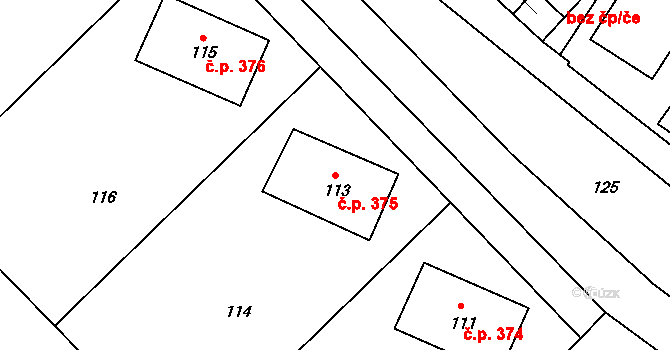 Jilemnice 375 na parcele st. 113 v KÚ Jilemnice, Katastrální mapa