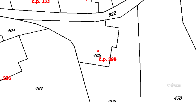 Dolní Lutyně 299 na parcele st. 465 v KÚ Dolní Lutyně, Katastrální mapa
