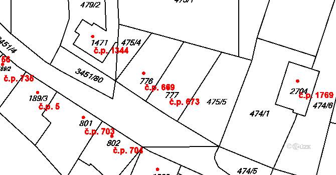 Lysá nad Labem 673 na parcele st. 777 v KÚ Lysá nad Labem, Katastrální mapa
