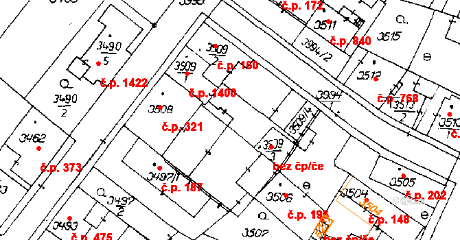 Poděbrady III 1400, Poděbrady na parcele st. 3509/1 v KÚ Poděbrady, Katastrální mapa