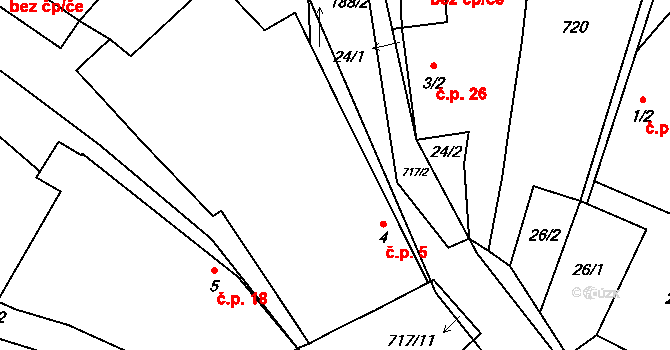 Lipice 5, Pelhřimov na parcele st. 4 v KÚ Lipice, Katastrální mapa