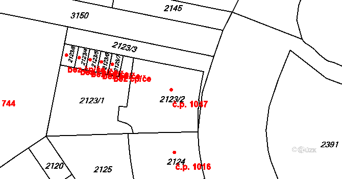 Nusle 1047, Praha na parcele st. 2123/2 v KÚ Nusle, Katastrální mapa