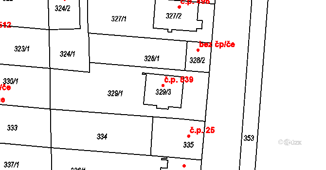 České Budějovice 4 539, České Budějovice na parcele st. 329/3 v KÚ České Budějovice 4, Katastrální mapa