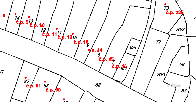 Česká Lípa 15 na parcele st. 8 v KÚ Česká Lípa, Katastrální mapa