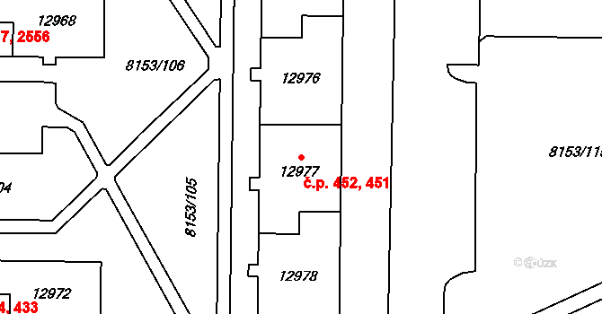Doudlevce 451,452, Plzeň na parcele st. 12978 v KÚ Plzeň, Katastrální mapa