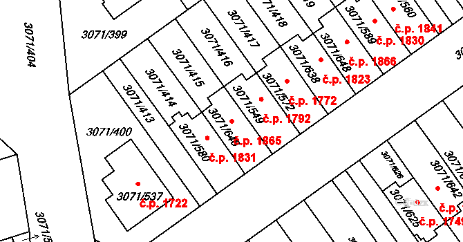 Hlučín 1865 na parcele st. 3071/646 v KÚ Hlučín, Katastrální mapa