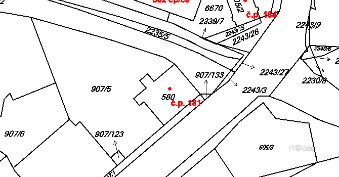 Beroun-Zavadilka 181, Beroun na parcele st. 580 v KÚ Beroun, Katastrální mapa