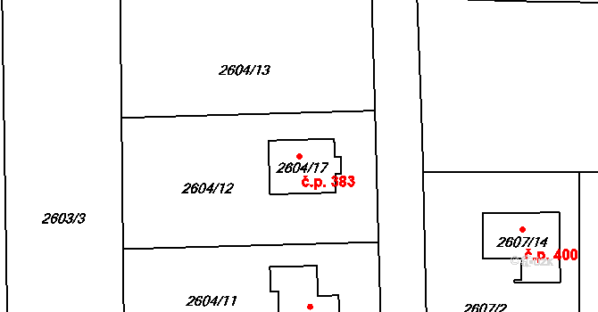 Cihelny 383, Jaroměř na parcele st. 2604/17 v KÚ Jaroměř, Katastrální mapa