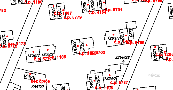 Zlín 6702 na parcele st. 3823/2 v KÚ Zlín, Katastrální mapa