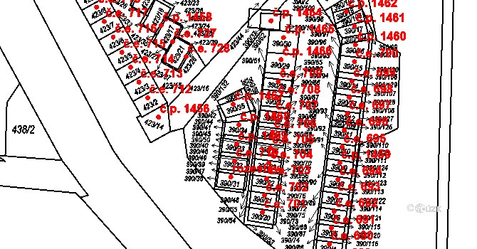 Ráj 1468, Karviná na parcele st. 390/34 v KÚ Ráj, Katastrální mapa