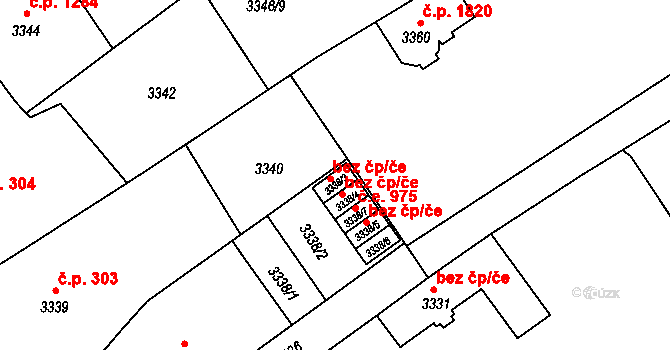 Brno 39470776 na parcele st. 3338/3 v KÚ Černá Pole, Katastrální mapa