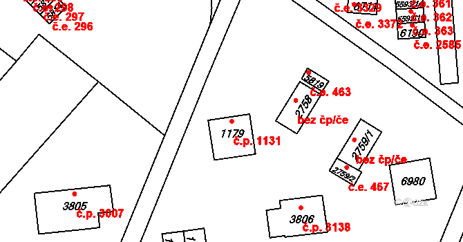 Zlín 1131 na parcele st. 1179 v KÚ Zlín, Katastrální mapa