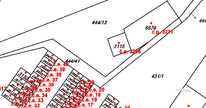 Žatec 3286 na parcele st. 3115 v KÚ Žatec, Katastrální mapa