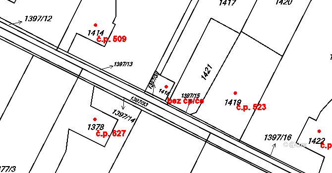 Orlová 43965776 na parcele st. 1418 v KÚ Horní Lutyně, Katastrální mapa