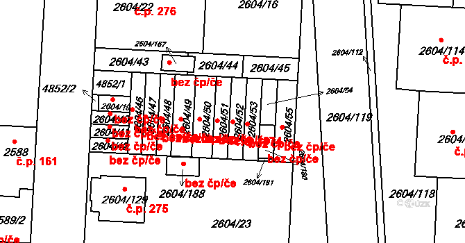 Příbram 44497776 na parcele st. 2604/52 v KÚ Příbram, Katastrální mapa