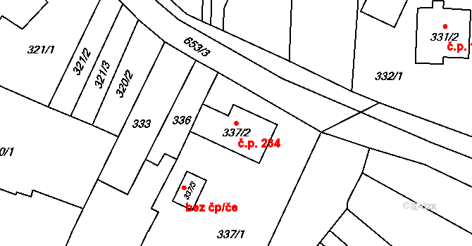 Holubice 234 na parcele st. 337/2 v KÚ Holubice, Katastrální mapa