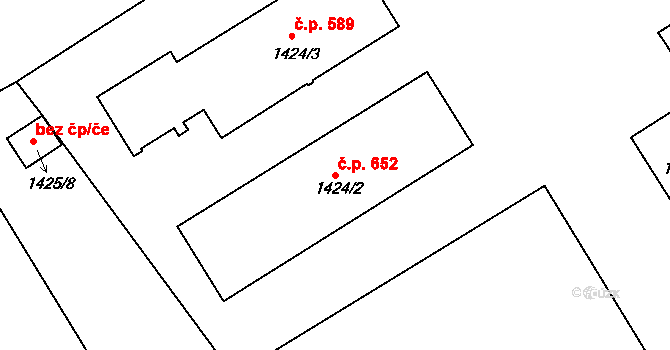 Liberec XI-Růžodol I 652, Liberec na parcele st. 1424/2 v KÚ Růžodol I, Katastrální mapa
