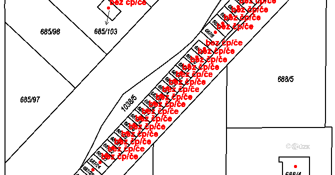 Holešov 48021776 na parcele st. 687/14 v KÚ Všetuly, Katastrální mapa
